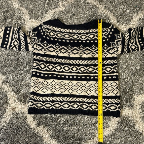 Vtg Eddie Bauer Chunky Knit Black Cream Sweater Lambswool Rabbit Blend Size M - Picture 7 of 7